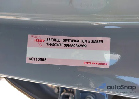 2022 Honda Accord Sport z USA, uszkodzony, nr VIN 1HGCV1F39NA034589